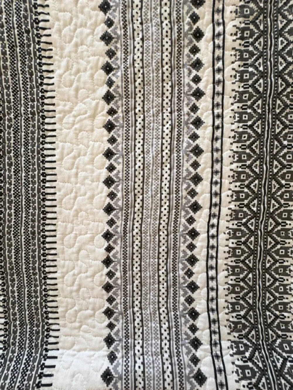 Quilt Boho Southwestern Geometric Tribal Aztec Style Solid Gray Back Full/Queen